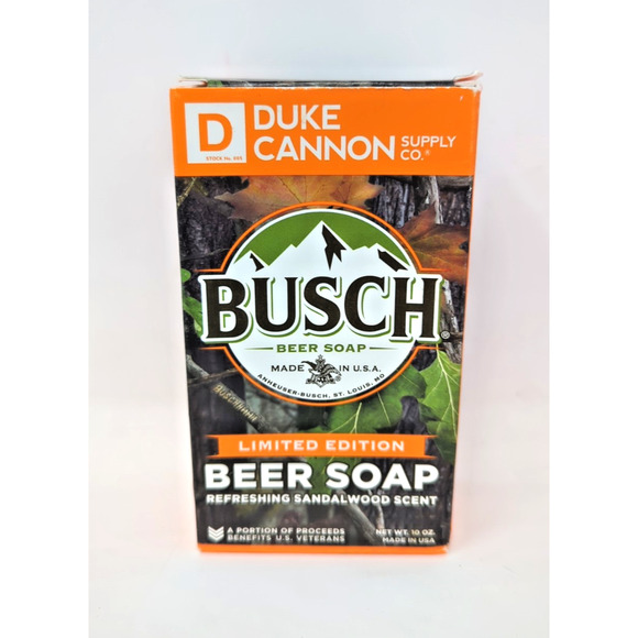 Duke Cannon Busch Beer Soap Hunter Ltd Ed Sandalwood 10oz Benefit US Vets - Picture 1 of 2